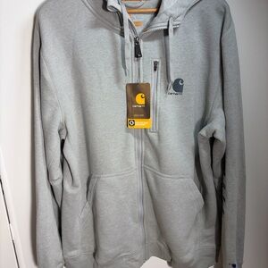 Carhartt Force Delmont Hoodie Men’s L Relaxed Fit Gray Full Zip Sweatshirt NWT